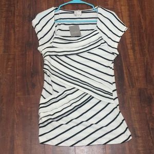 White/Black striped Anthropologie blouse